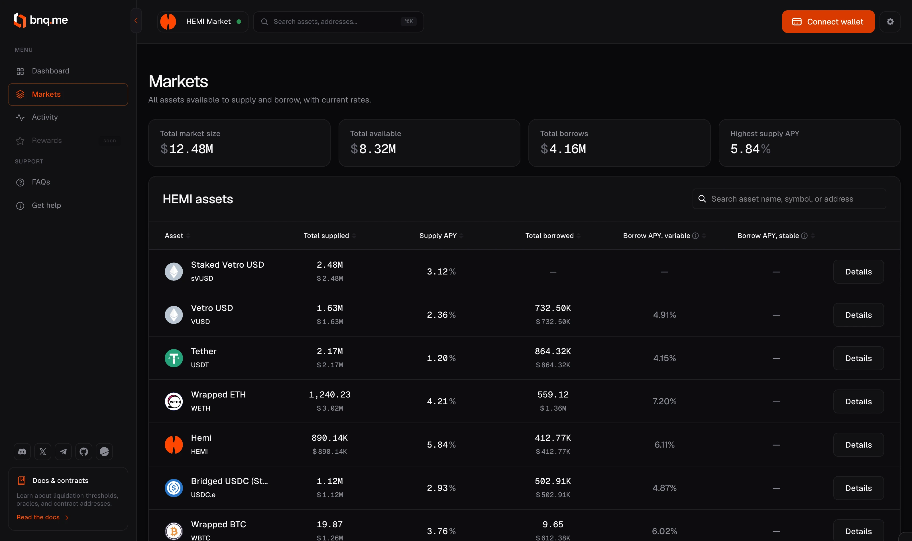 bnq Markets interface